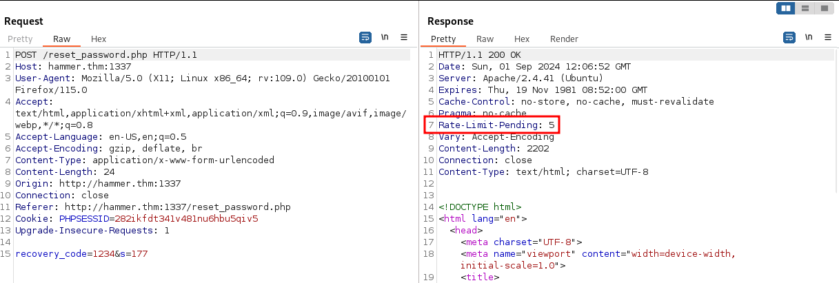 Rate limit header