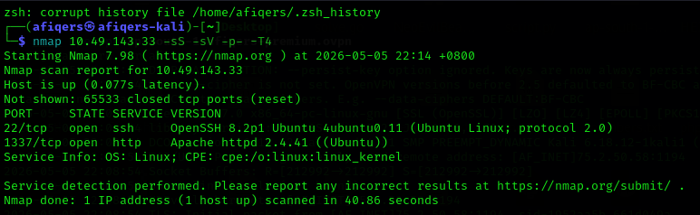 Nmap results